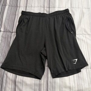 Mens Gymshark Vital Seamless Black Gym Shorts w/ zip pockets